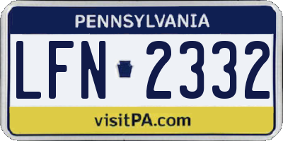 PA license plate LFN2332