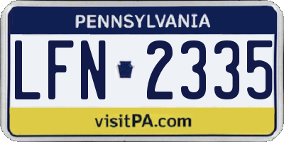 PA license plate LFN2335