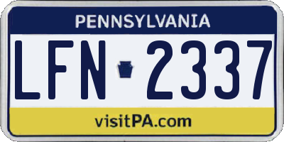 PA license plate LFN2337