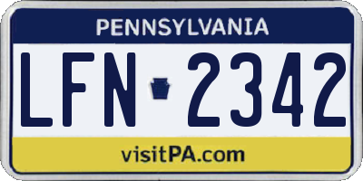PA license plate LFN2342