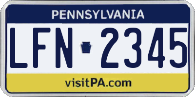 PA license plate LFN2345