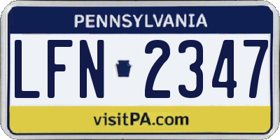 PA license plate LFN2347