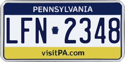 PA license plate LFN2348