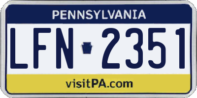 PA license plate LFN2351