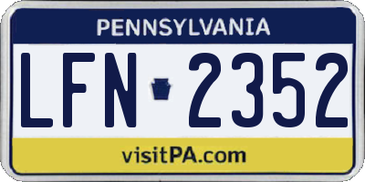 PA license plate LFN2352
