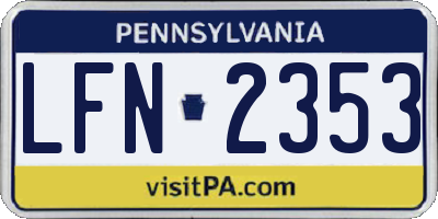 PA license plate LFN2353