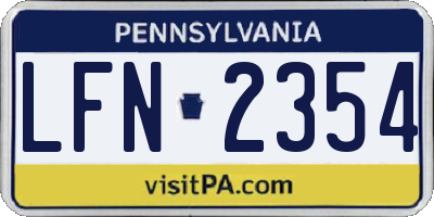 PA license plate LFN2354