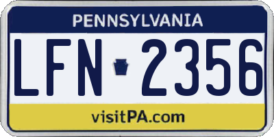 PA license plate LFN2356