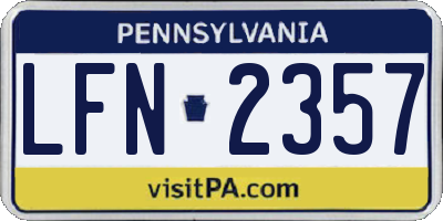 PA license plate LFN2357