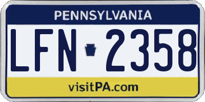 PA license plate LFN2358