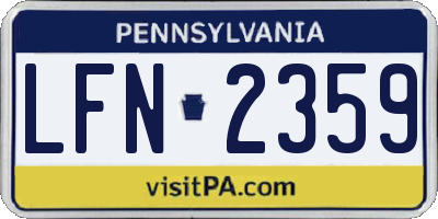 PA license plate LFN2359