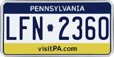 PA license plate LFN2360