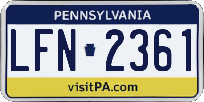 PA license plate LFN2361