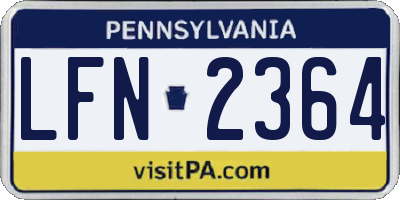 PA license plate LFN2364