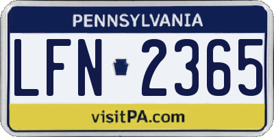 PA license plate LFN2365