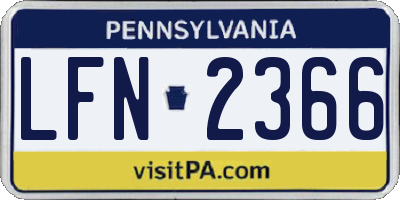 PA license plate LFN2366