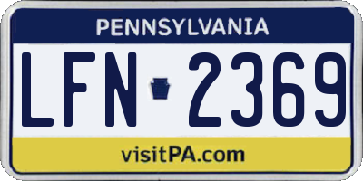 PA license plate LFN2369