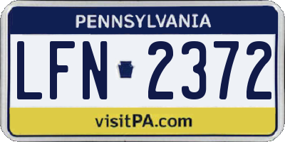 PA license plate LFN2372