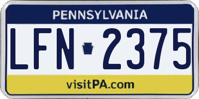 PA license plate LFN2375