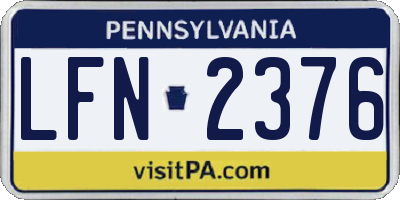 PA license plate LFN2376