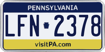 PA license plate LFN2378