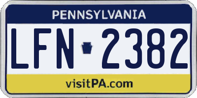 PA license plate LFN2382