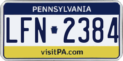 PA license plate LFN2384