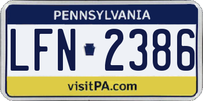 PA license plate LFN2386
