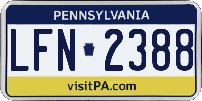 PA license plate LFN2388