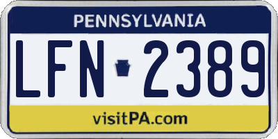 PA license plate LFN2389