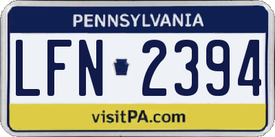 PA license plate LFN2394