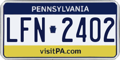 PA license plate LFN2402