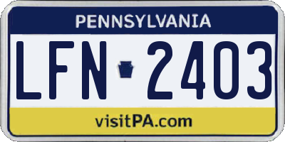 PA license plate LFN2403