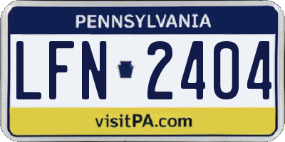 PA license plate LFN2404