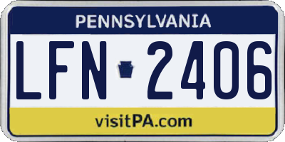 PA license plate LFN2406