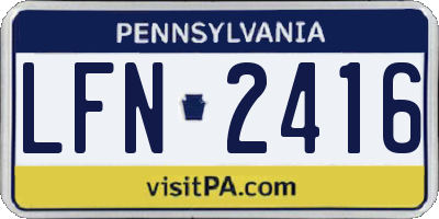PA license plate LFN2416