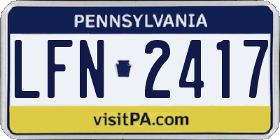 PA license plate LFN2417