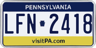 PA license plate LFN2418
