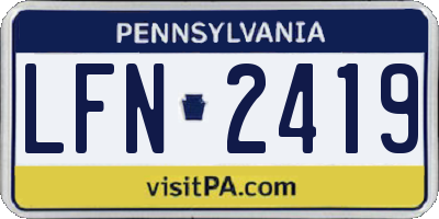 PA license plate LFN2419