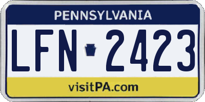 PA license plate LFN2423