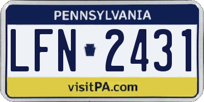 PA license plate LFN2431