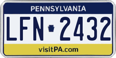 PA license plate LFN2432
