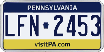 PA license plate LFN2453