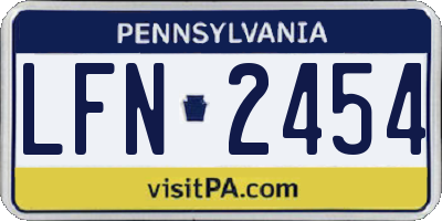 PA license plate LFN2454