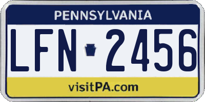 PA license plate LFN2456