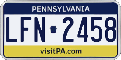 PA license plate LFN2458
