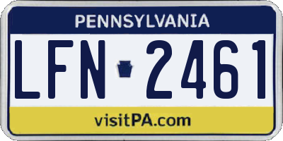 PA license plate LFN2461