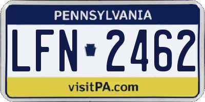 PA license plate LFN2462