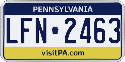 PA license plate LFN2463