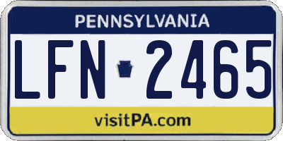 PA license plate LFN2465